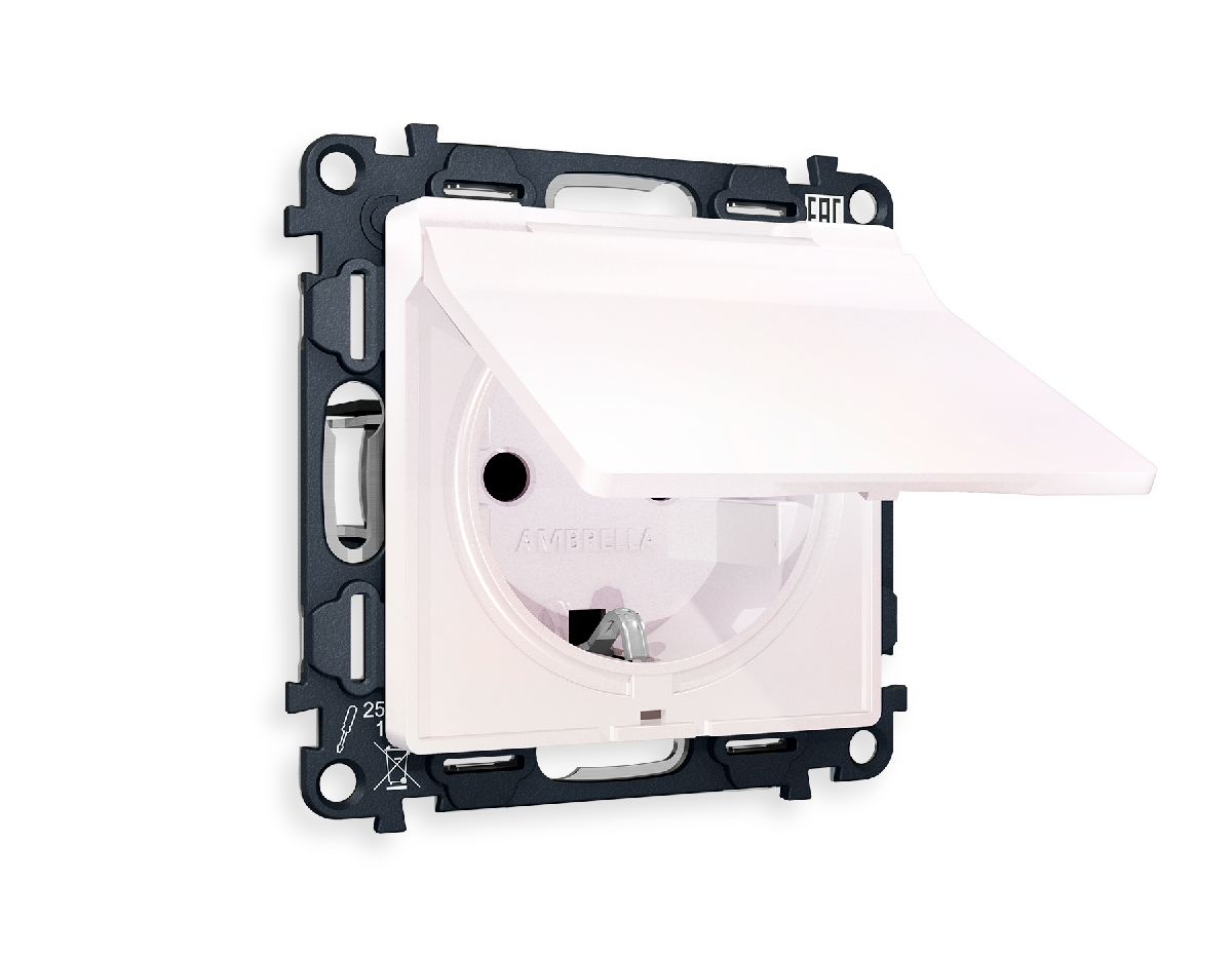 Комплект механизма розетки с/з со шторками и крышкой Ambrella Volt Alfa MA208010