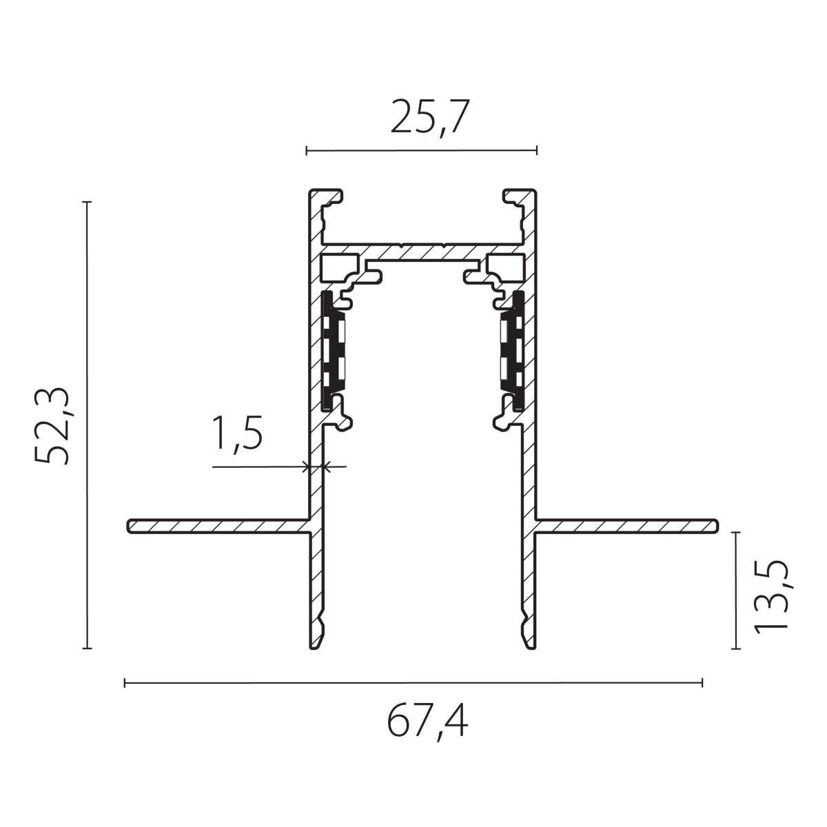 Шинопровод однофазный 4-контактный встраиваемый со стыковочным пазом (Заглушки и декоративный экран в комплекте) Lightstar Uno Pro 509236P