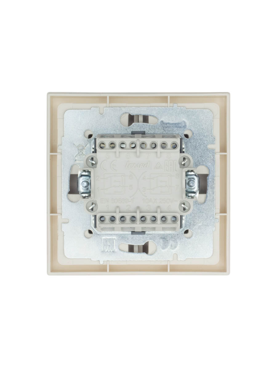 Выключатель двойной промежуточный, безвинтовой зажим/клемма Lezard Zima 704-9088-107TW