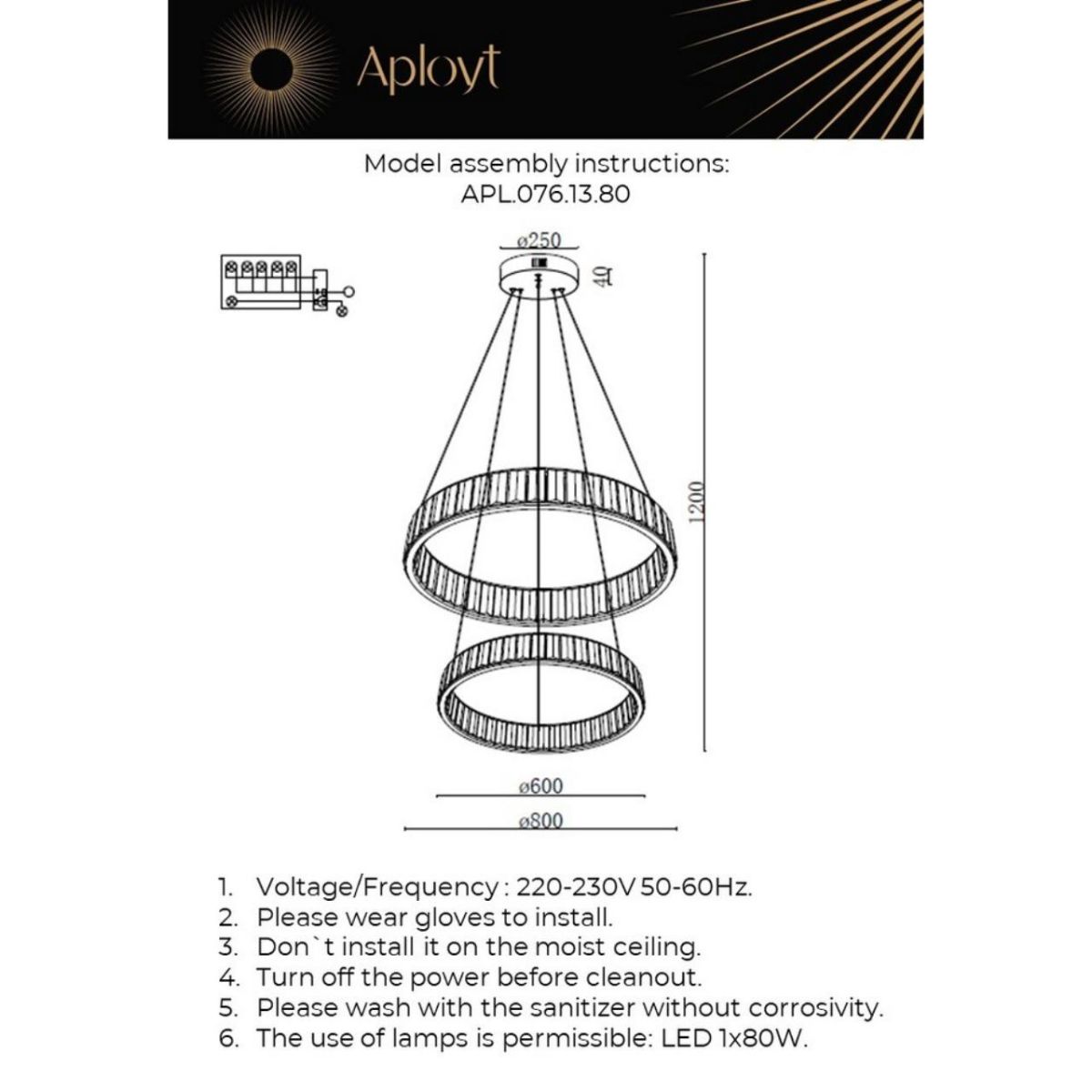 Подвесная люстра Aployt Oriann APL.076.13.80