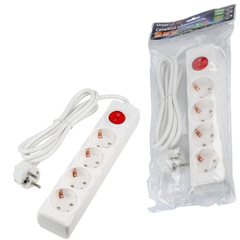 Удлинитель бытовой Uniel Ultra S-GCU4-1,5B WHITE UL-00010021