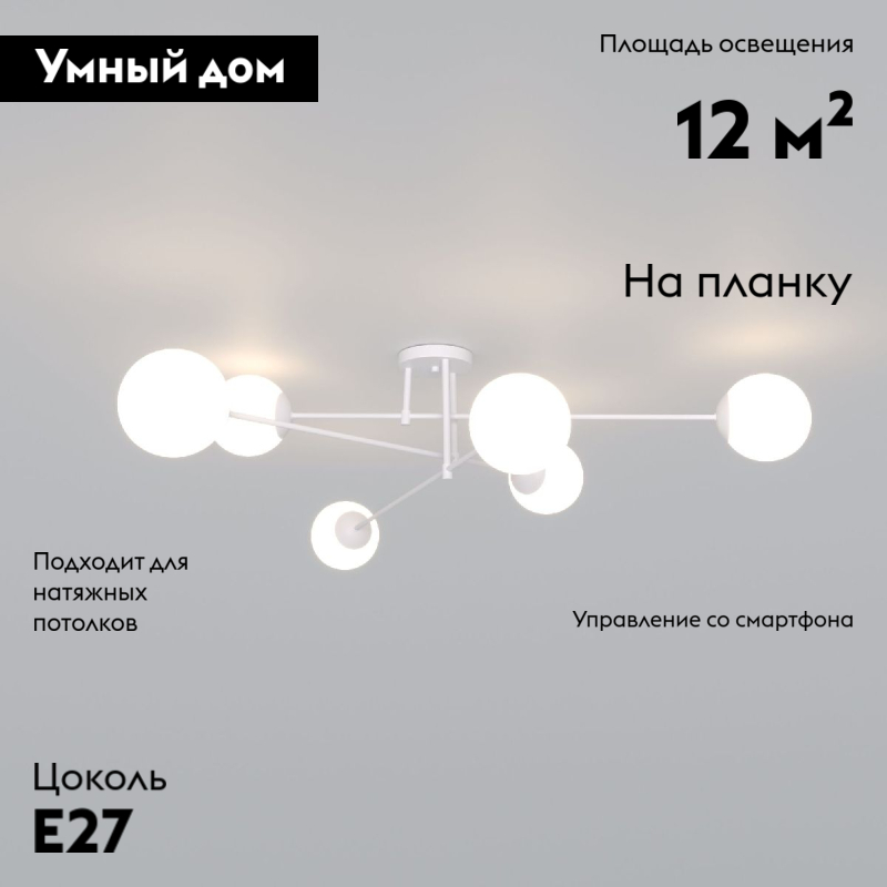 Потолочная люстра Eurosvet Netz 30181/6 белый Smart a062215