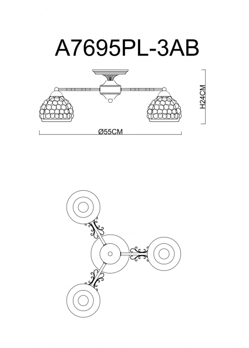 Потолочная люстра Arte Lamp Malina A7695PL-3AB