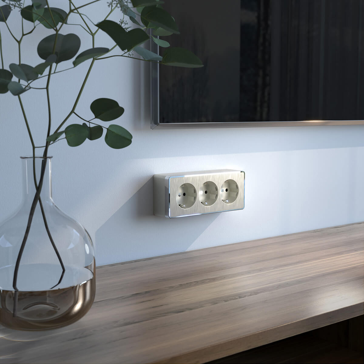 Розетка тройная с/з со шторками Werkel Gallant шампань рифленый WL15-02-05 4690389166983