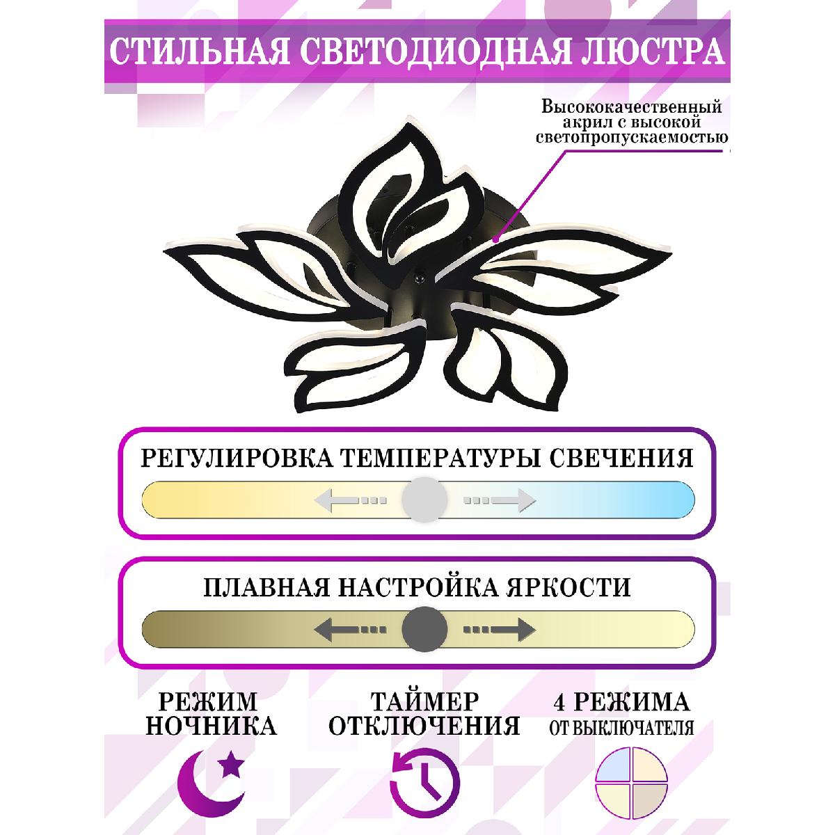 Потолочная люстра Natali Kovaltseva Sand HIGH-TECH LED LAMPS 82006 BLACK