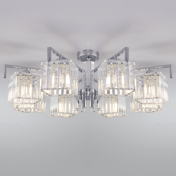 Потолочная люстра Eurosvet April 10117/8 хром/прозрачный хрусталь Strotskis
