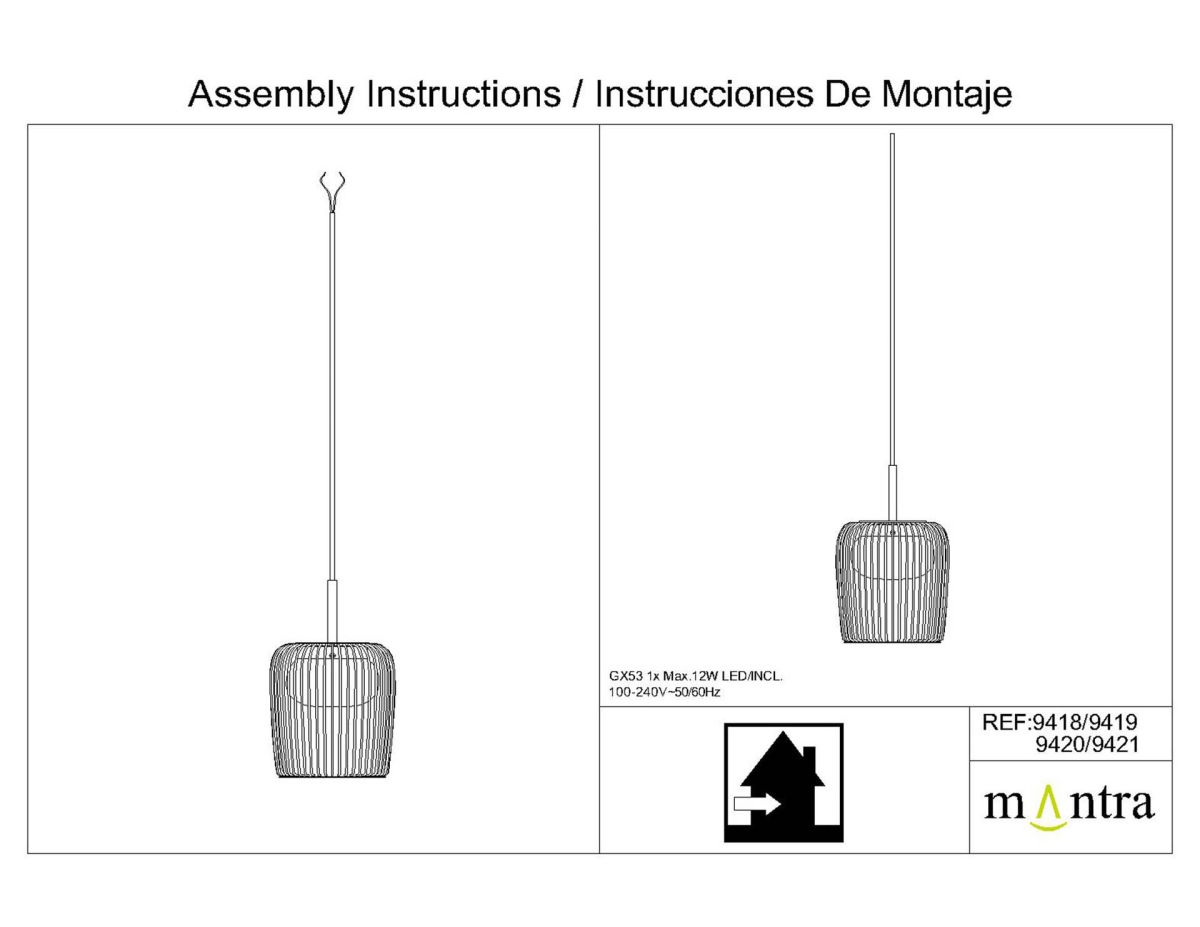 Подвесной светильник без основания Mantra Dubai 9420