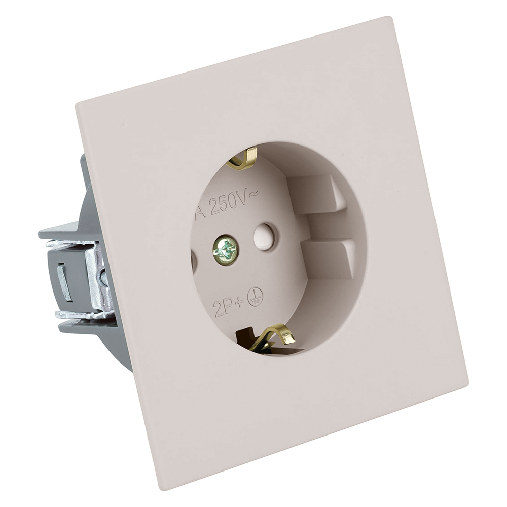 Розетка 1-местная с защитной шторкой с/з (механизм) Stekker Мия 250В 16А RST16-3110-08 пудровый жемчуг 50484