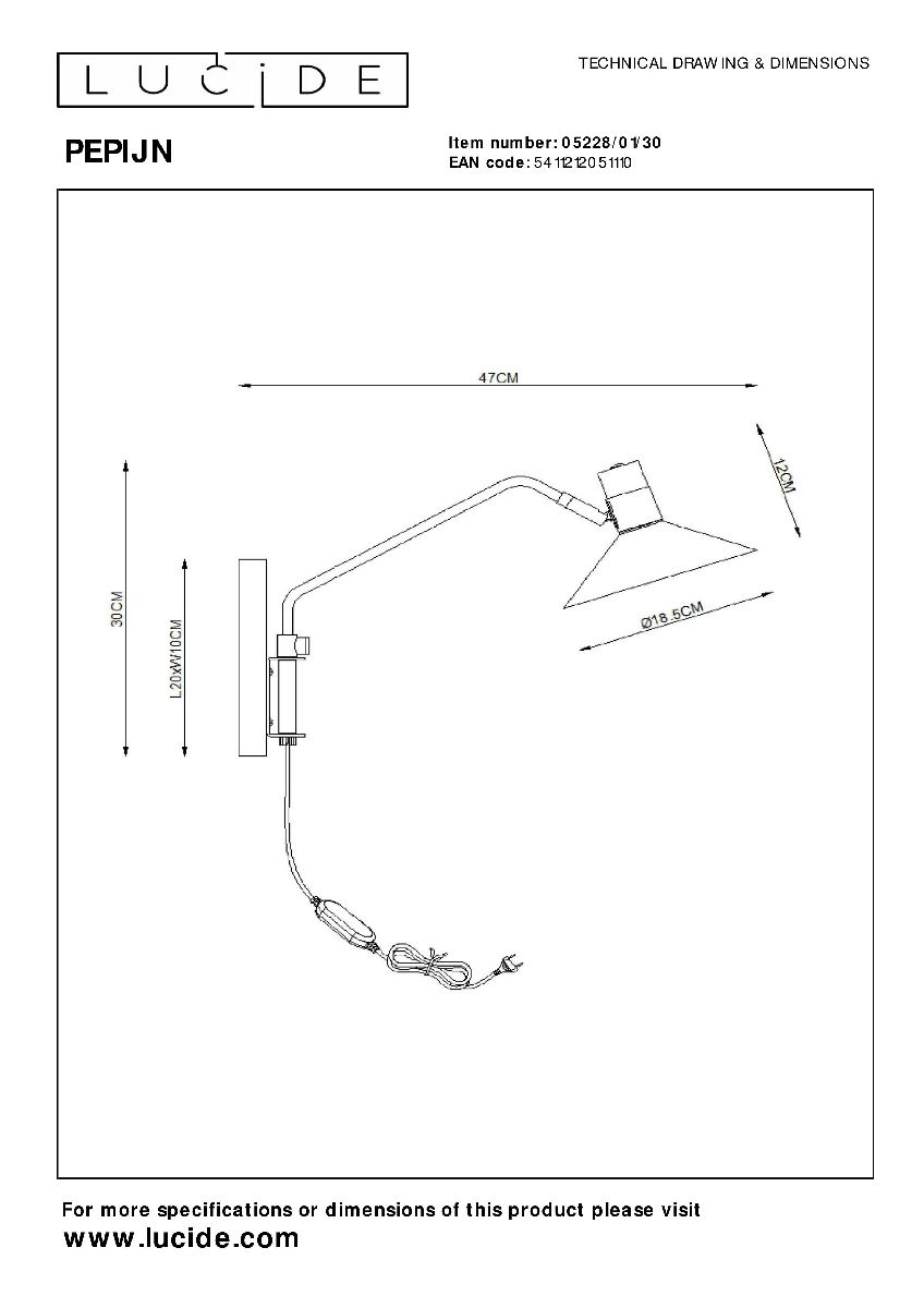 Бра Lucide Pepijn 05228/01/30