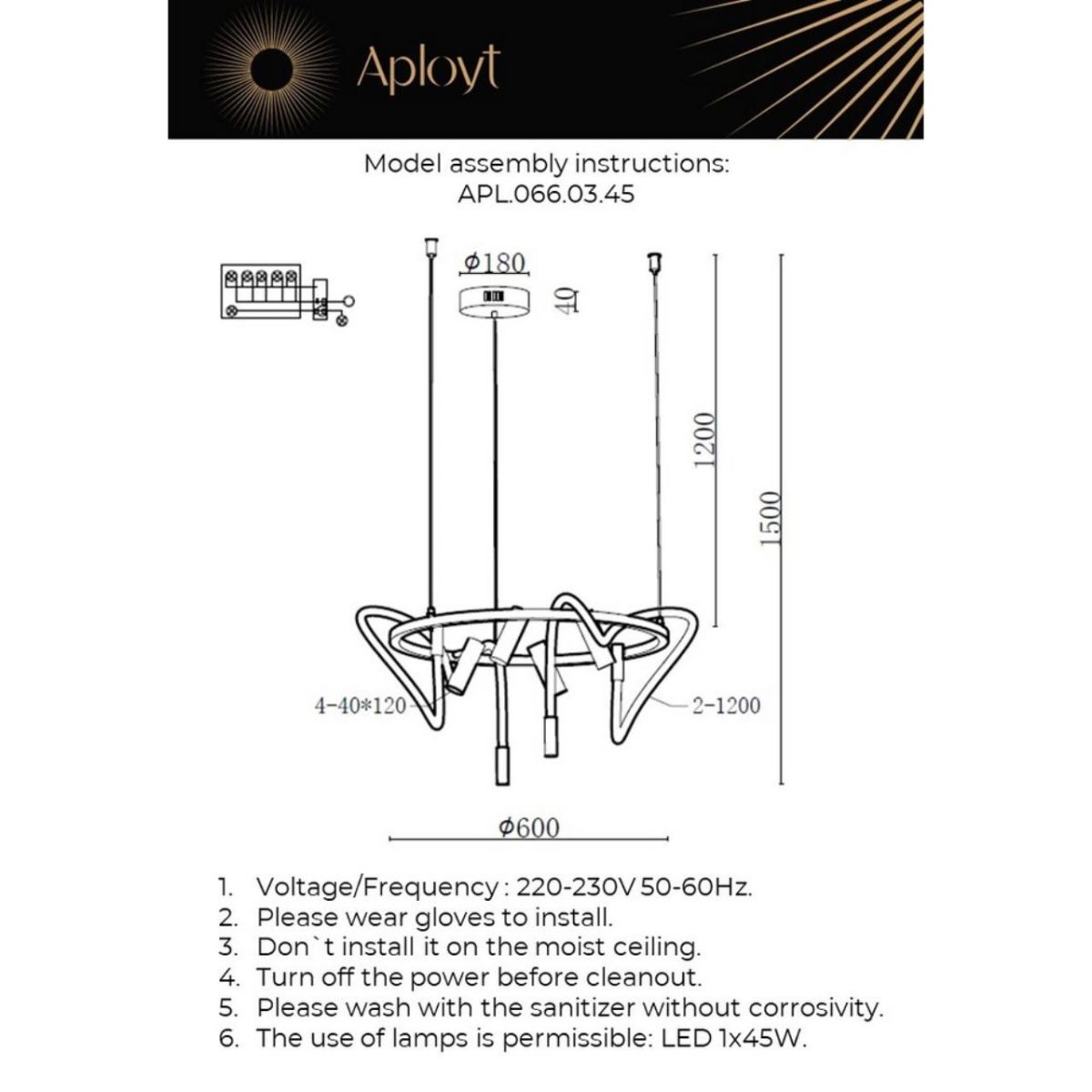 Подвесная люстра Aployt Malgorzata APL.066.03.45
