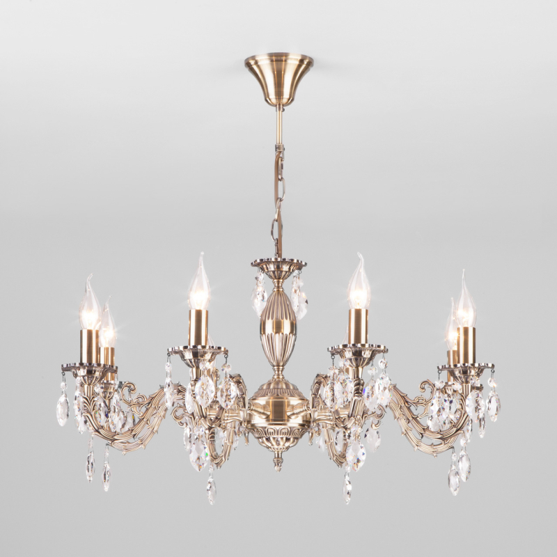 Подвесная люстра Eurosvet Favola 10102/8 античная бронза/прозрачный хрусталь Strotskis
