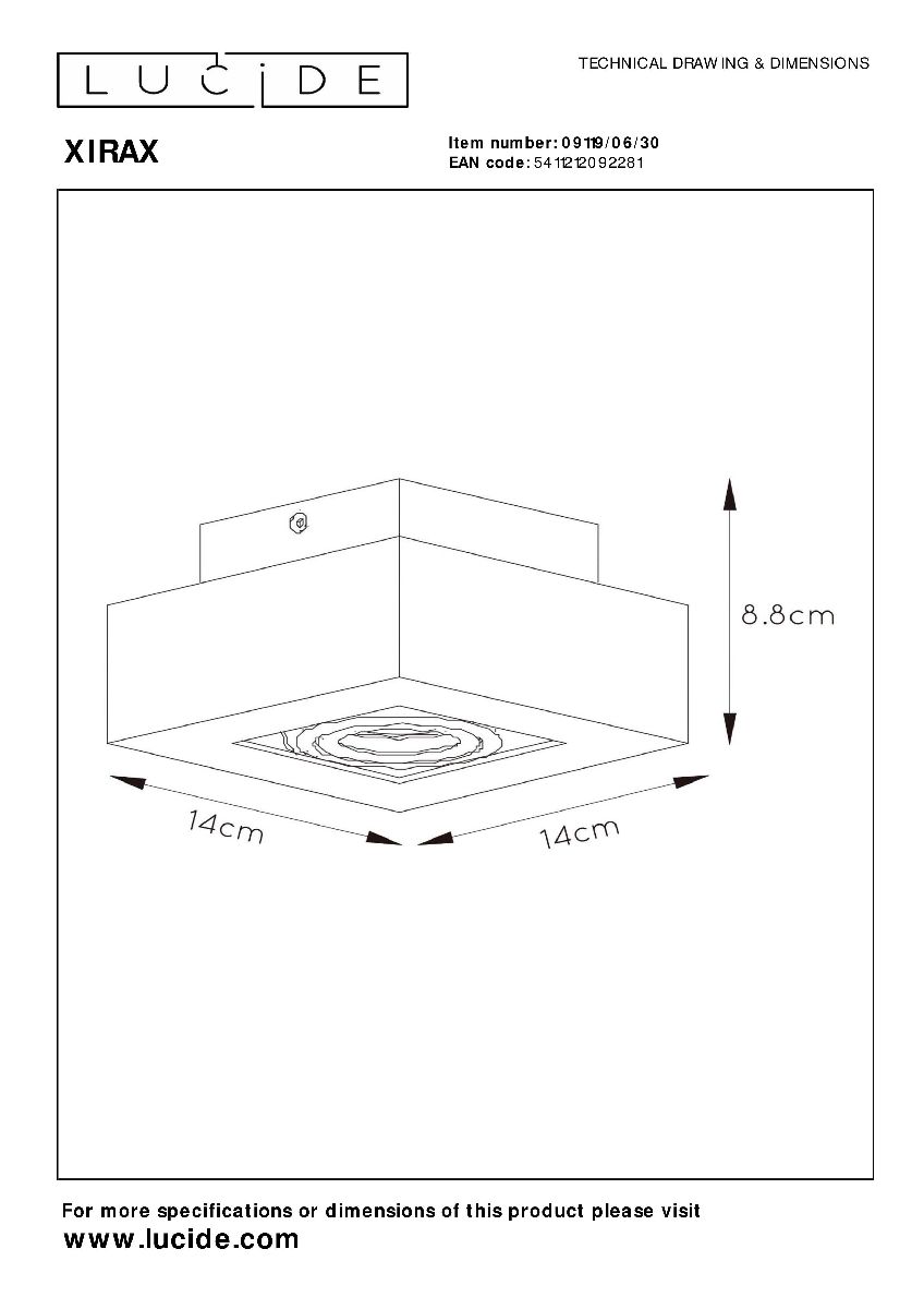 Накладной светильник Lucide Xirax 09119/06/30
