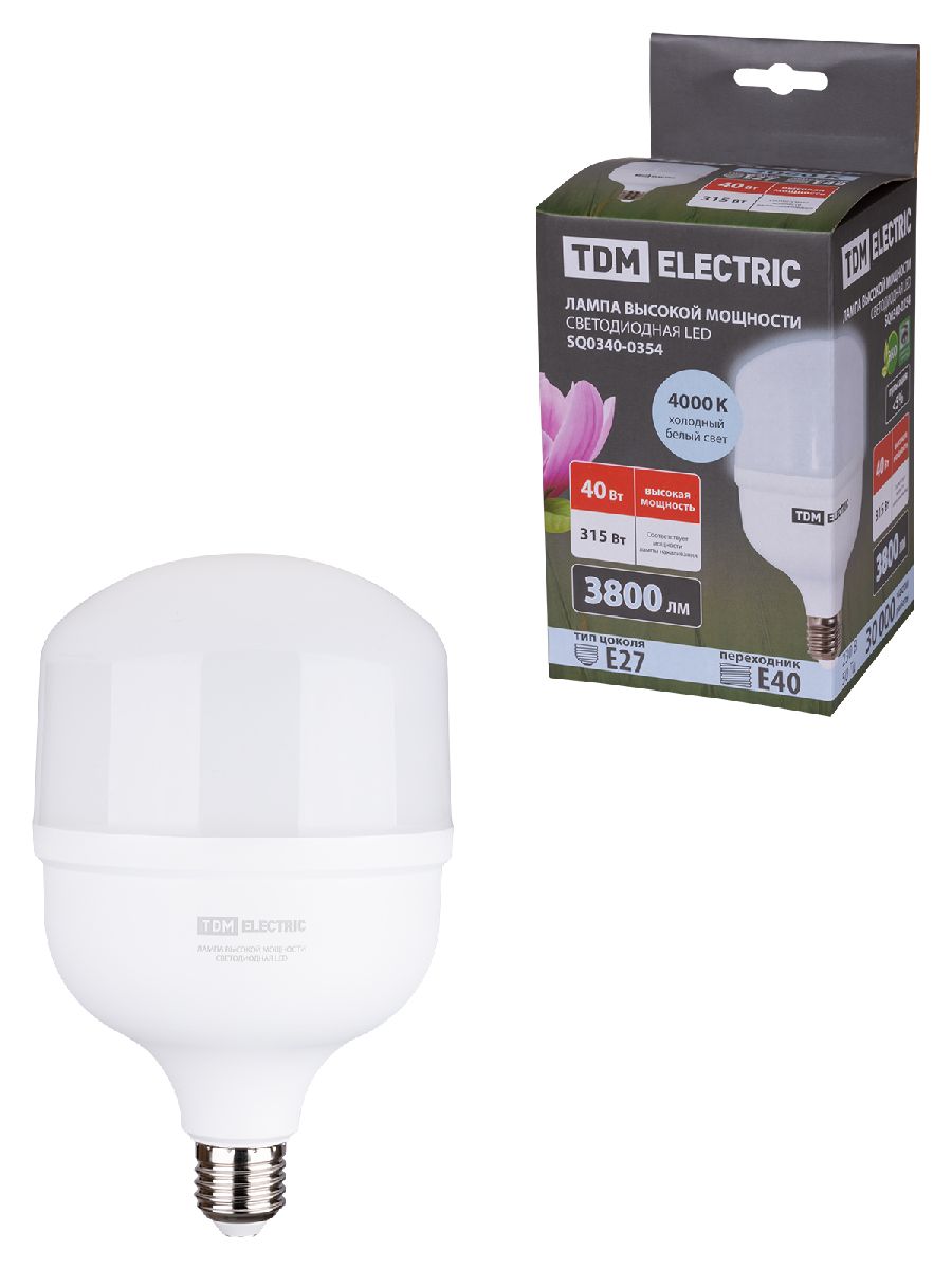 Лампа светодиодная TDM Electric E27 40W 4000K матовая SQ0340-0354