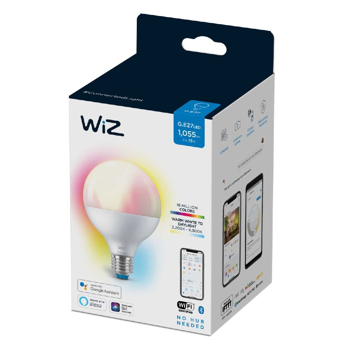 Умная светодиодная лампа Wiz Wi-Fi BLE75WG95E27922-65RGB1PF/6 E27 7W 2200/6500K 929002383902