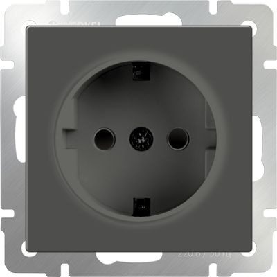 Розетка с заземлением и шторками серо-коричневая Werkel WL07-SKGS-01-IP44 4690389054068