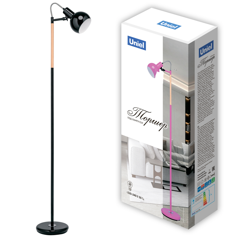 Торшер черный Uniel UML-T702 E14 BLACK UL-00010182