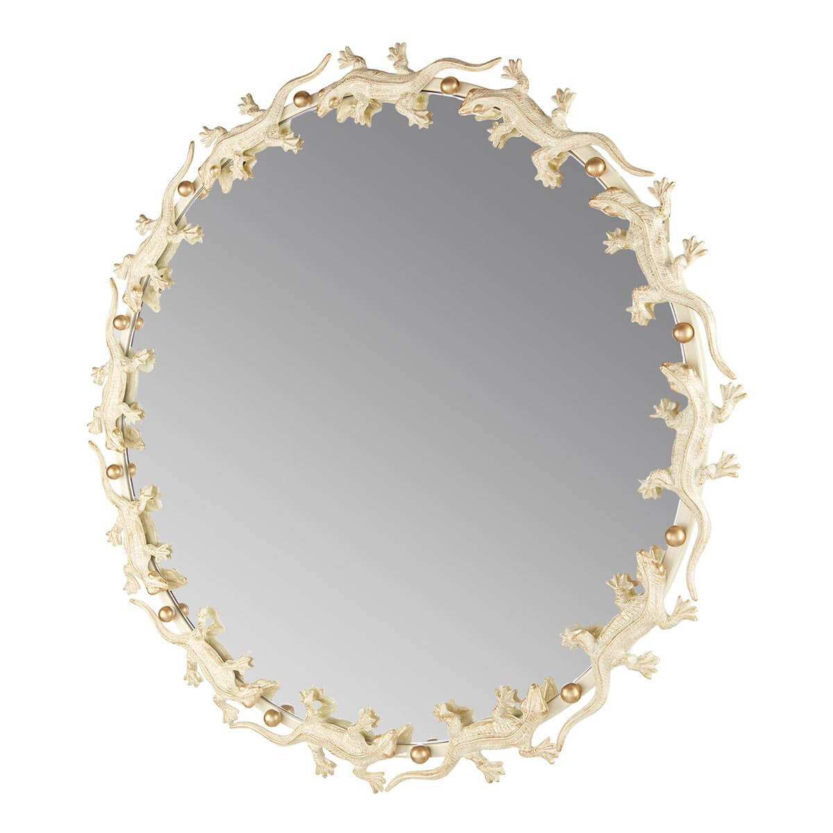 Зеркало Runden Ящерицы белый/золото круглое V20012