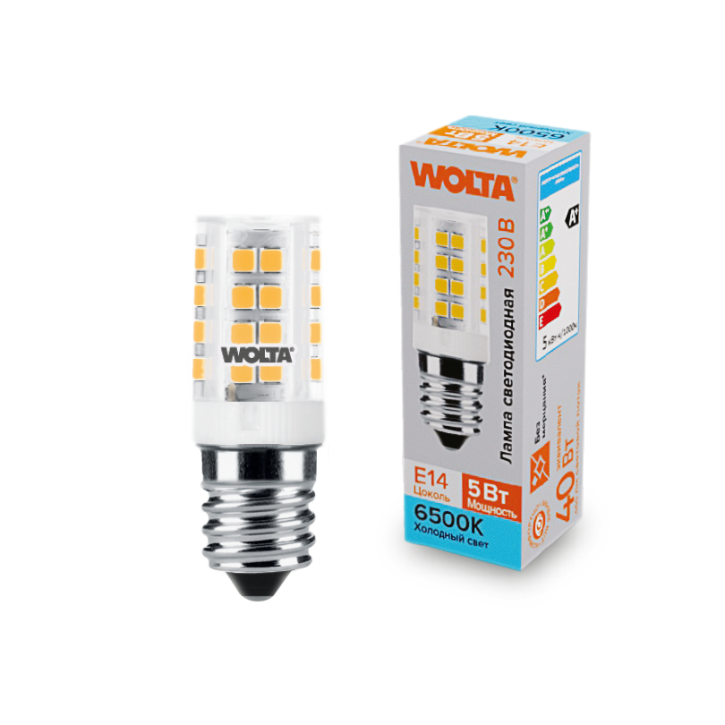 Светодиодная лампа WOLTA 5Вт 6500K E14 кукуруза матовая WSTD-JCD-5W6KE14-C