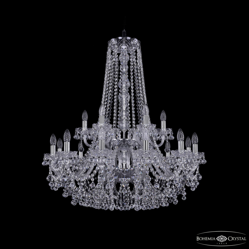 Подвесная люстра Bohemia Ivele Crystal 1409/12+6/300/h-94/2d Ni
