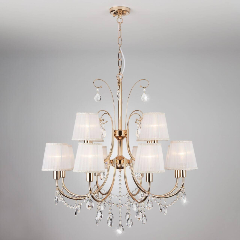 Подвесная люстра Eurosvet Emiliana 10087/12 золото/прозрачный хрусталь Strotskis
