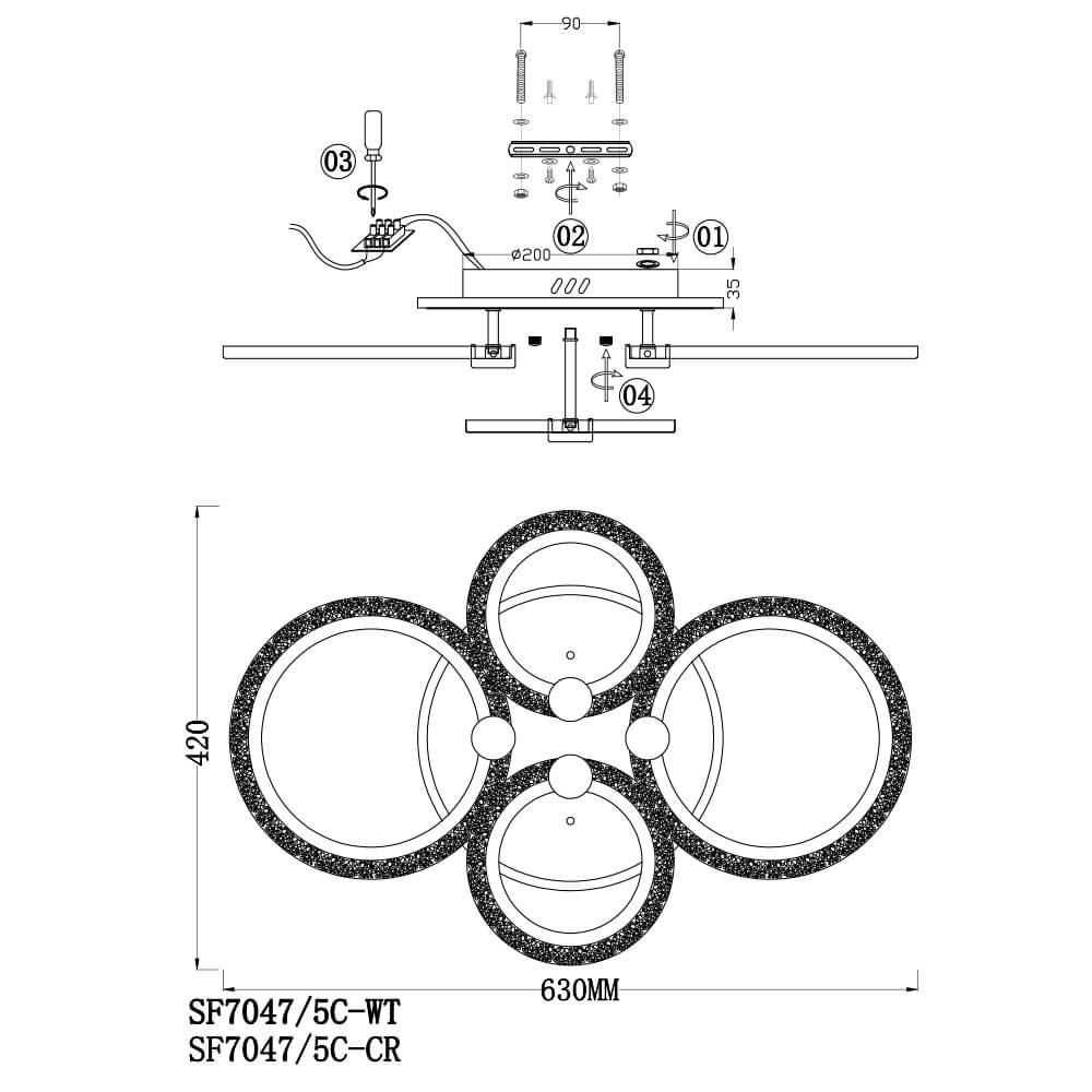 Потолочная светодиодная люстра Seven Fires Izeo SF7047/5C-WT