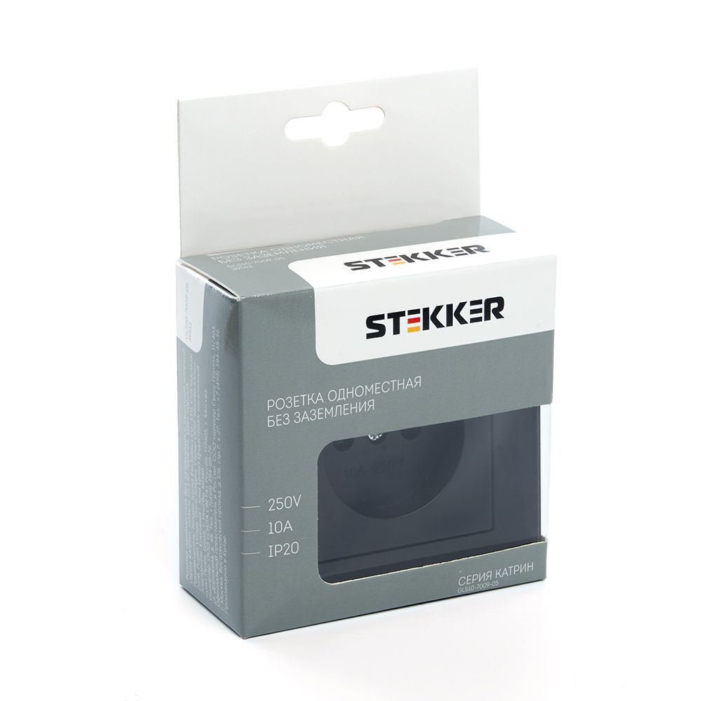 Розетка 1-местная б/з с защитной шторкой Stekker Катрин 39512