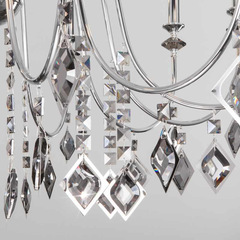 Подвесная люстра Eurosvet Telao 10120/12 хром/дымчатый хрусталь Strotskis Smart (10110/12)