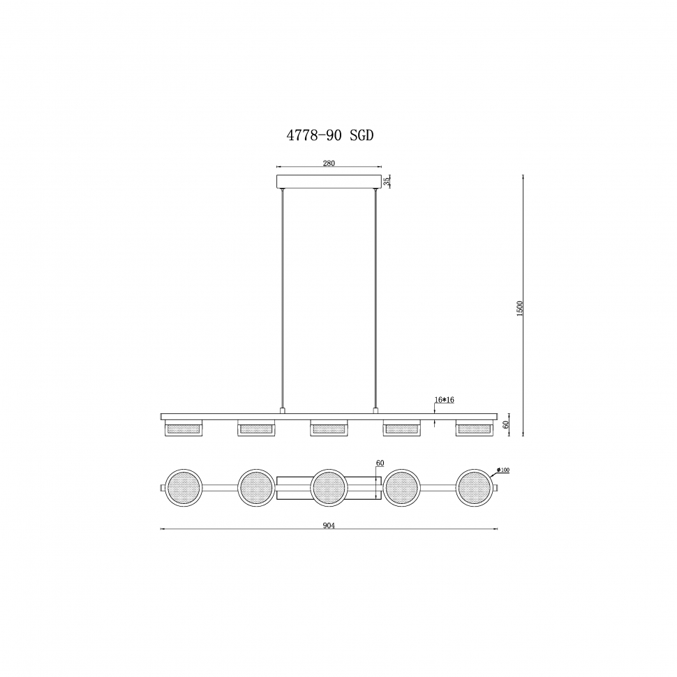 Подвесная люстра iLedex Link 4778-90 MBK+SGD