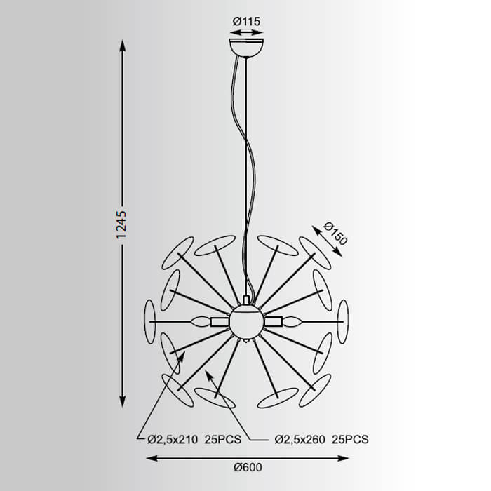 Подвесной светильник Zumaline DOTS TS-081111P-BK