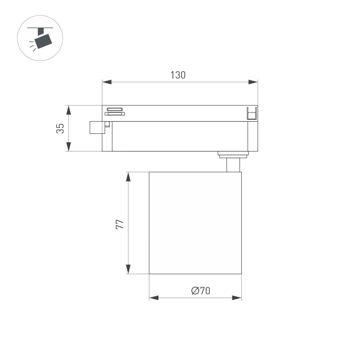 Трековый однофазный светильник Arlight LGD-DYKE-2TR-R75-16W Day4000 (WH, 50 deg, 230V) 052263