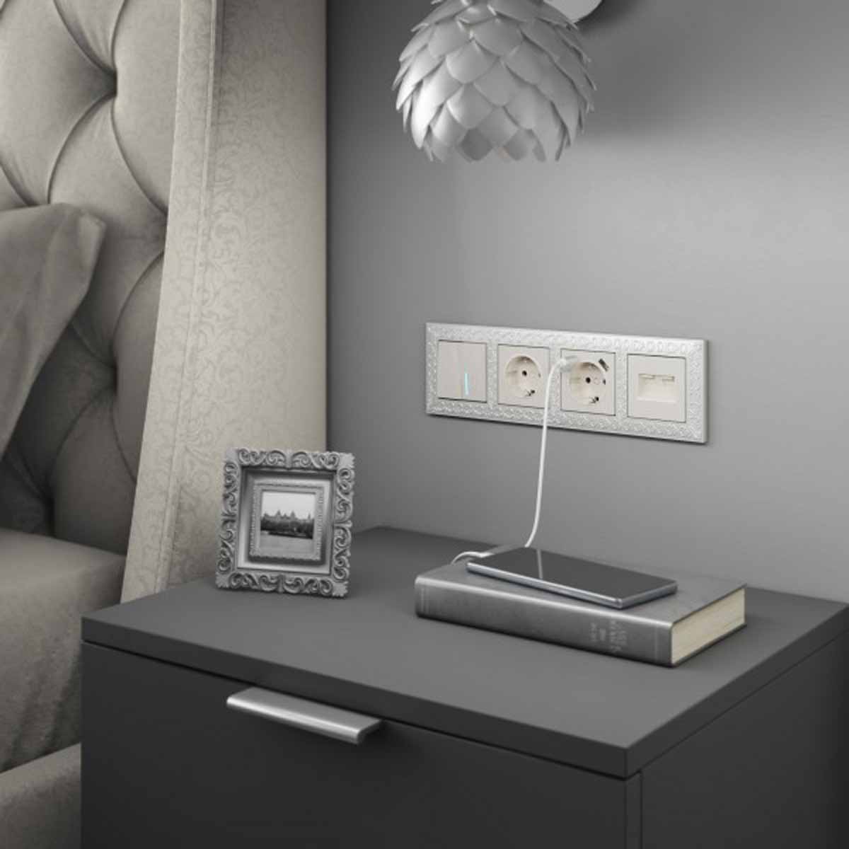 Выключатель Werkel двухклавишный проходной с подсветкой перламутровый W1122113 4690389160967