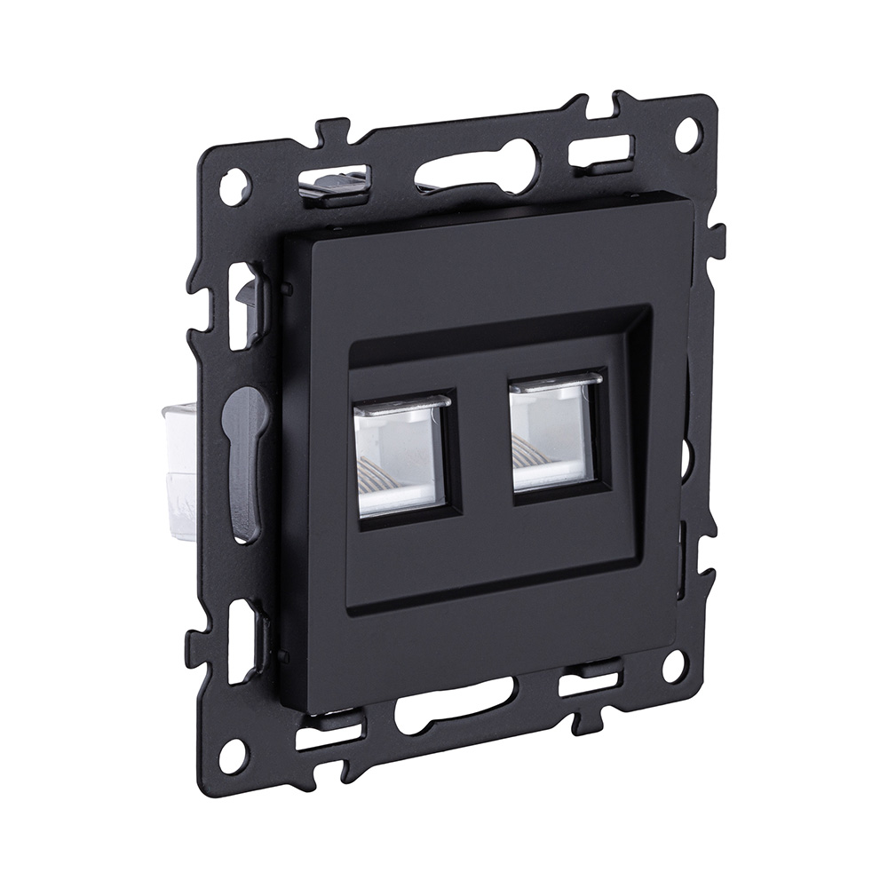 Розетка двойная Ethernet RJ45 Cat.6, черный Kollinger Asthetik AS-018BK