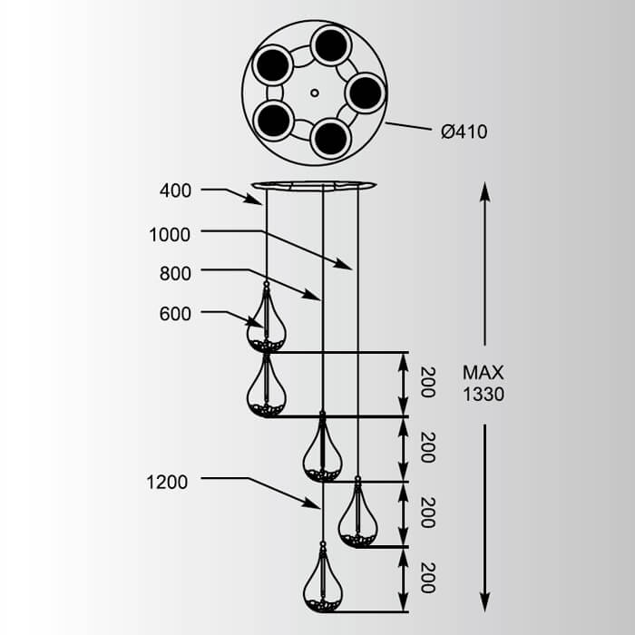 Подвесной светильник Zumaline PERLE P0226-05B-F4RK