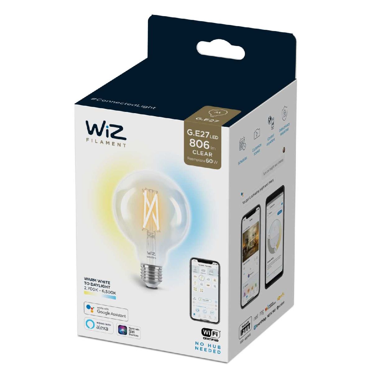 Умная светодиодная лампа Wiz Wi-Fi BLE60WG95E27927-65CL1PF/6 E27 7W 2700/6500K 929003018201