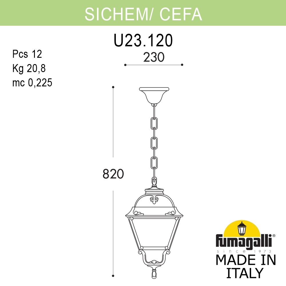 Уличный подвесной светильник Fumagalli SICHEM/CEFA U23.120.000.BXE27