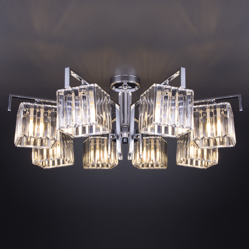 Потолочная люстра Eurosvet April 10117/8 хром/прозрачный хрусталь Strotskis