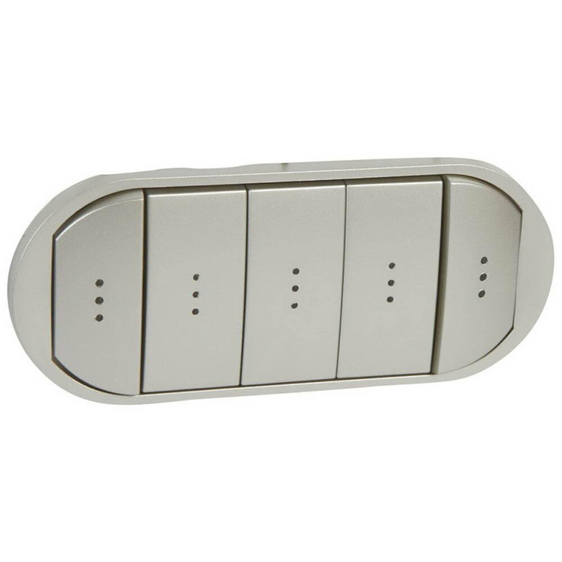 Лицевая панель Legrand Celiane выключателя пятиклавишного с подсветкой титановая 068320