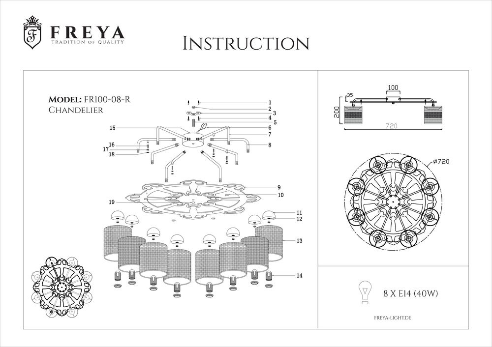 Потолочная люстра Freya Timone FR5100-CL-08-WG