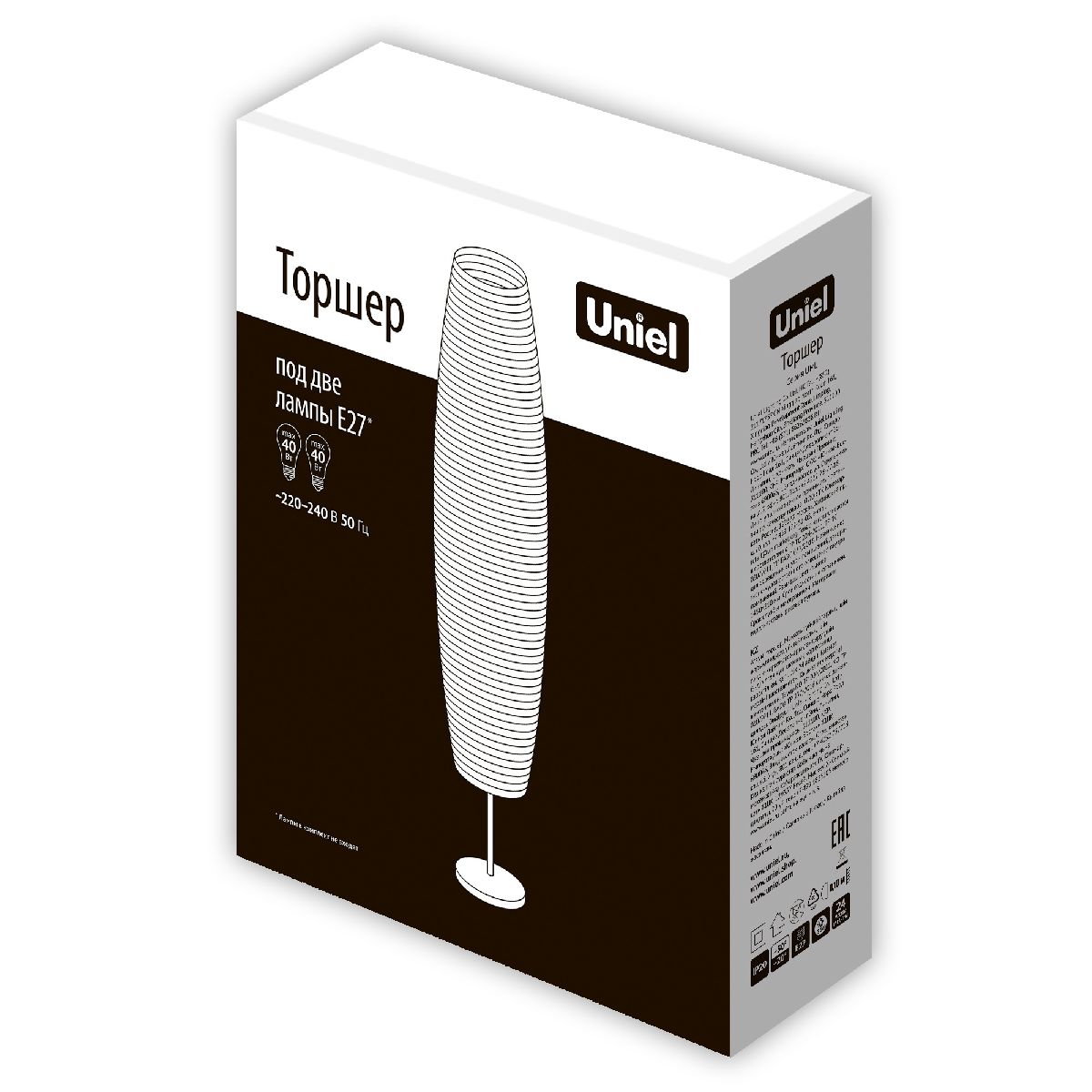 Торшер Uniel UML-T410 2хE27 WHITE UL-00010192