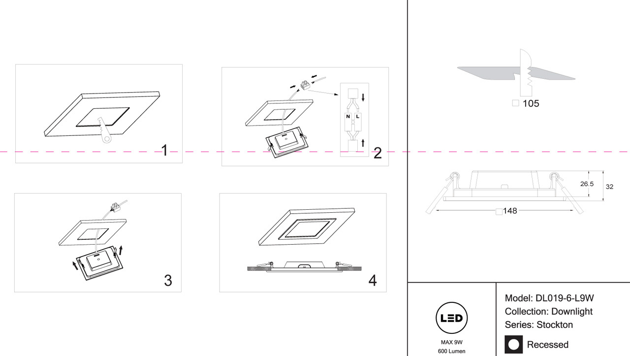 Встраиваемый светодиодный светильник Maytoni Stockton DL019-6-L9W