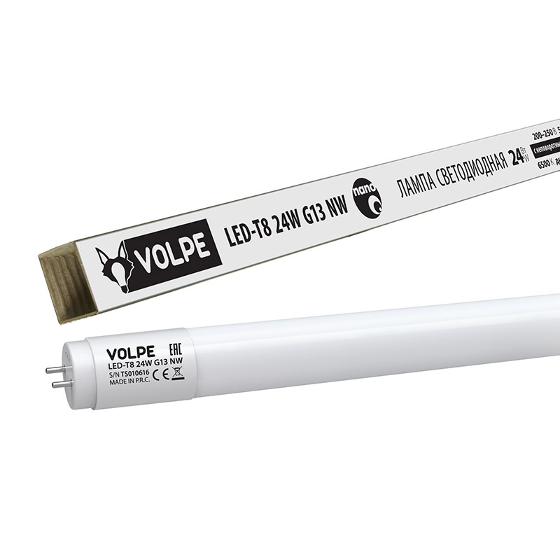 Лампа светодиодная (UL-00001458) Volpe G13 24W 4000K матовая LED-T8-24W/NW/G13/FR/FIX/N