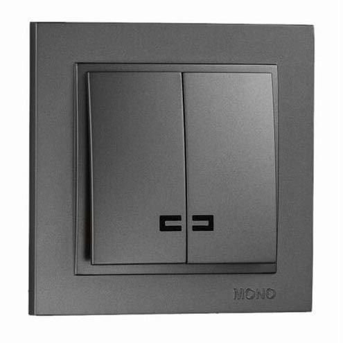 Выключатель двухклавишный с подсветкой Mono Electric Despina 10А 250В графит 102-202025-103