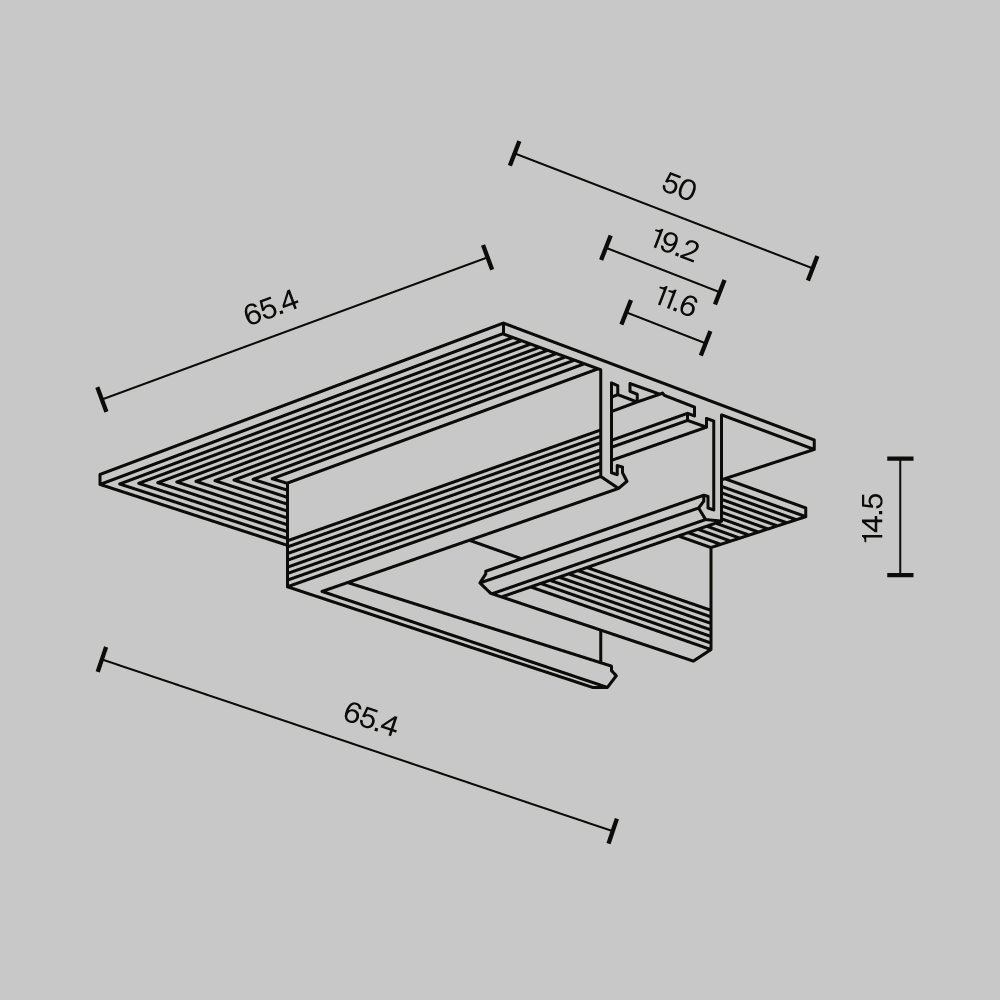 Угол-соединитель 45 Exility X встраиваемый под ГКЛ 12,5мм Maytoni TRA239CLS-42.12B