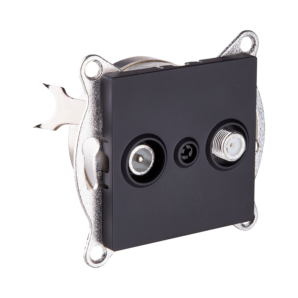 Розетка двойная TV (мама) + спутниковая SAT, черный матовый Kollinger REA-035BM для Aspekt, Eleganz, Reflex