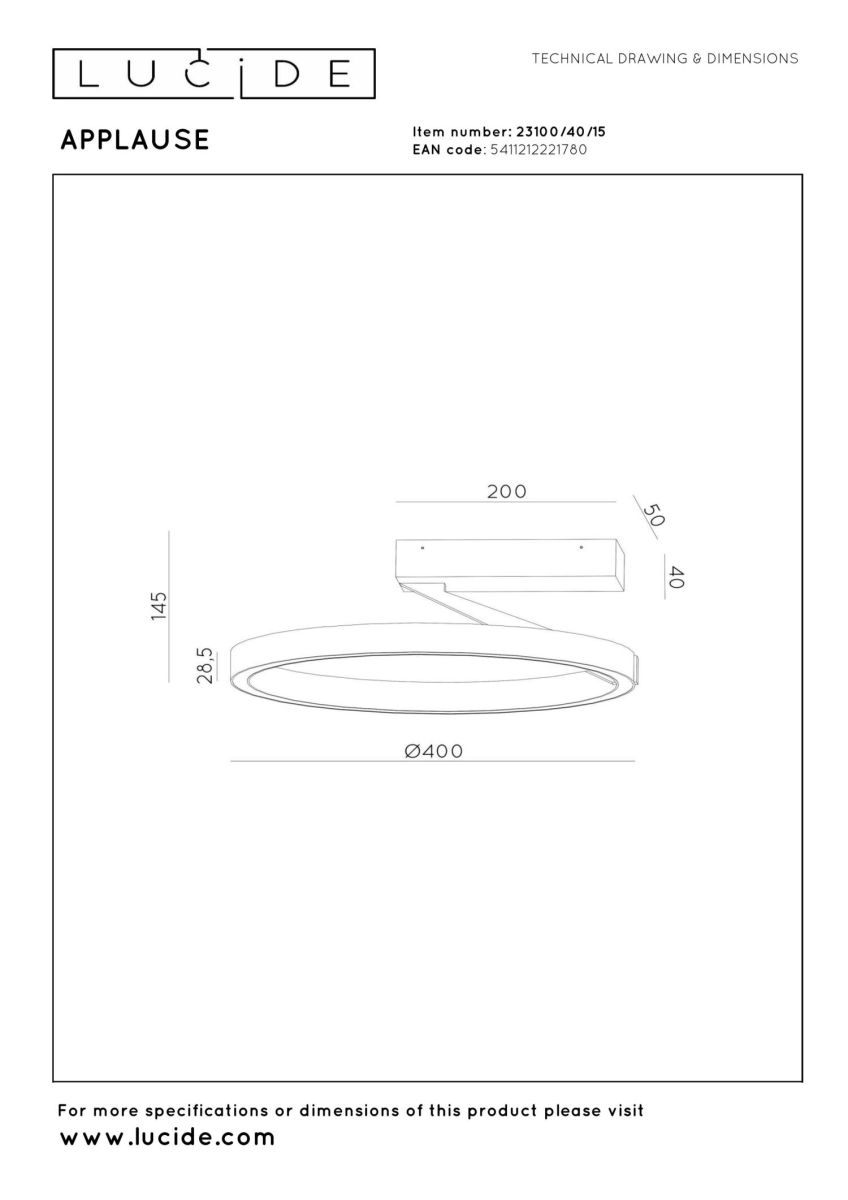 Потолочный светильник Lucide Applause 23100/40/15