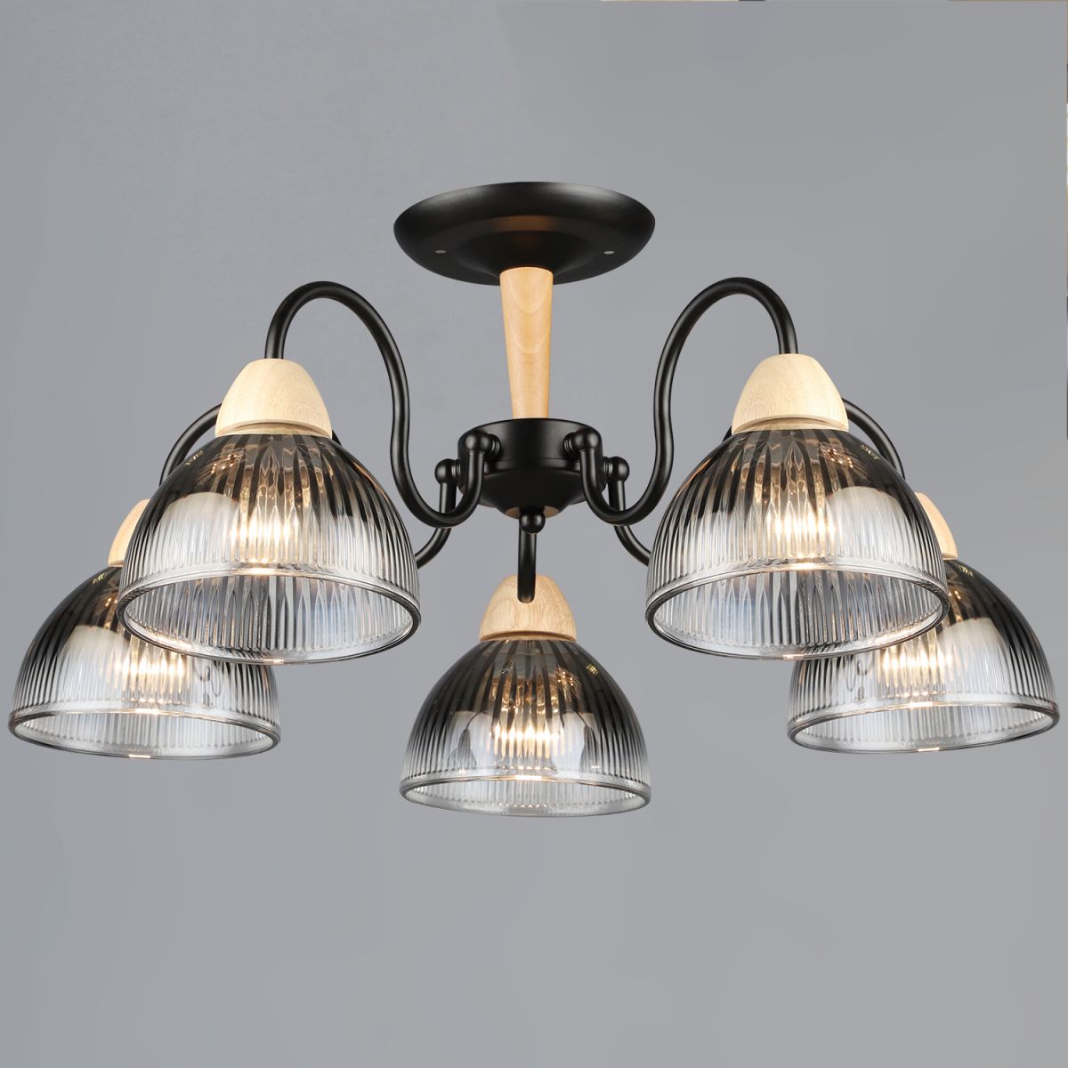 Люстра на штанге Reluce 69660-0.3-05 BK+WOOD