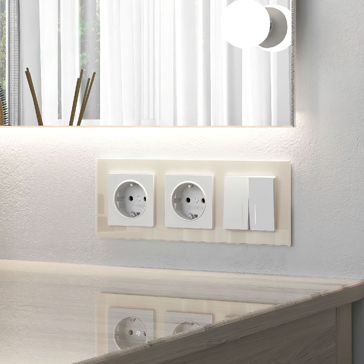 Выключатель двухклавишный проходной с подсветкой Werkel 4690389191855 W1122161 a062402