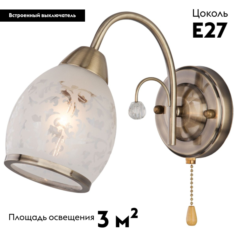 Бра с выключателем на корпусе Eurosvet 30026/1 античная бронза