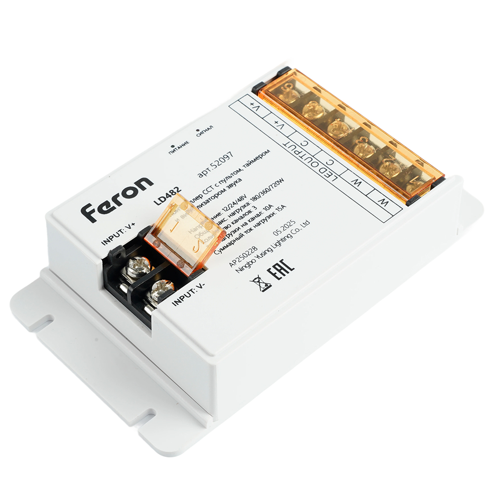 Контроллер CCT с пультом, таймером и визуализатором звука Feron LD482 12-24-48V 52097