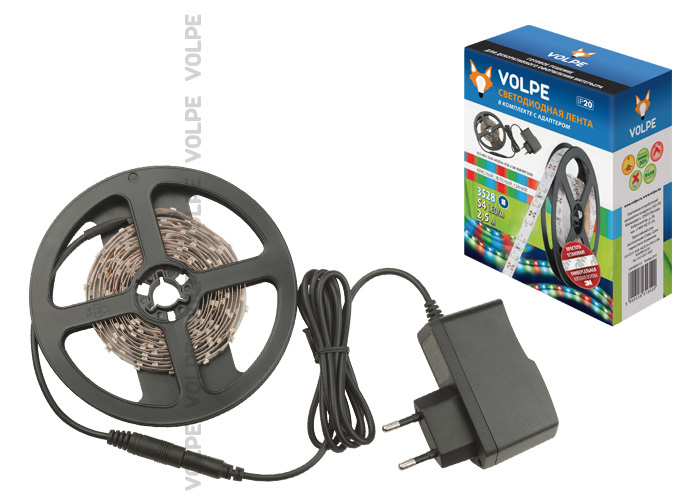 Светодиодная лента Volpe (UL-00000641) 4,8W/m 54LED/m 3528SMD RGB 2,5M ULS-Q121 3528-54LED/m-IP20-2.5M-RGB RRP12C00